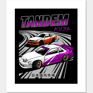 JDM car drift TANDEM Posters and Art